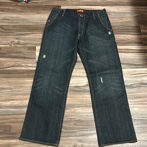 Marc Ecko Relaxed Straight Leg Jeans Men’s Sz. 32x32 Distressed Whisker Wash